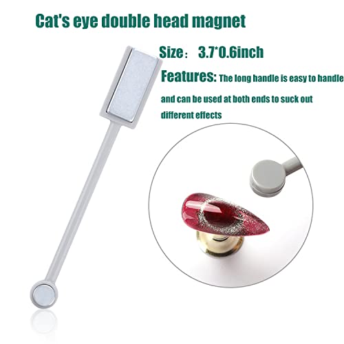 Jerclity 5 парчиња нокти магнет стап мачка очите магнет алатка со двојно глава за нокти магнет стап постави магнет стапче силен магнет стап за дома DIY, салон, студио