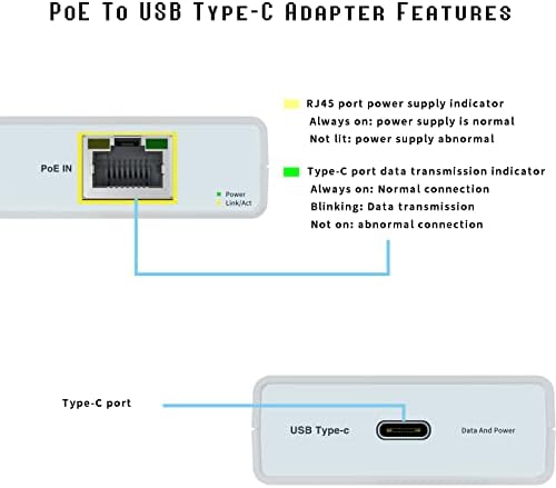USB C до Ethernet адаптерот Procet J45 Интернет адаптер поддржува IEEE802.3 на Standard, обезбедува 5V/2A напојување компактен и погоден
