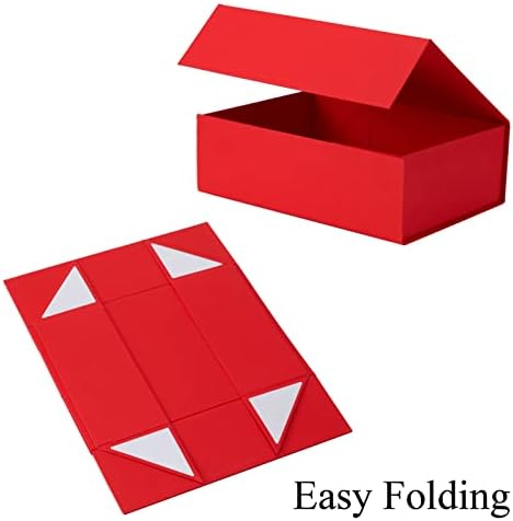 Focciup 11x7.8x3,5 инчи црвена кутија за подароци со магнетски капаци што може да се сруши од младоженецот кутии за облека за облека