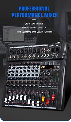 ZRAMO ZM80 Аудио интерфејс Миксер 8 Канал Студио Караоке конзола за мешање со Bluetooth USB и 48V Phantom Power за Studio Karaoke PC Studio DJ Sound Controller аналоген миксер