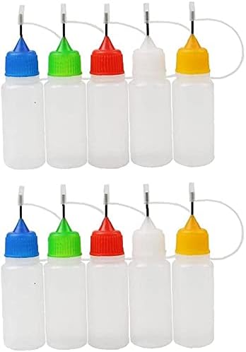 У-М 10 пакети Прецизни шишиња со апликатор за шишиња за лепак за лепак за шише за занаетчиски занаетчиски занаети, акрилно сликарство професионален