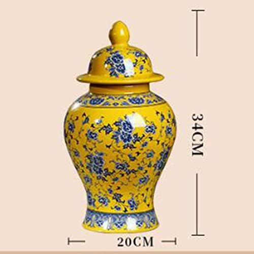 Тегли за керамички ѓумбир тегла, кинески антички генерал тегла, керамички тегла Jingdezhen, голема чај за чување чај дневна соба дома