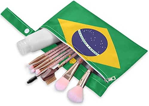 ЗЗХХБ Бразилско Знаме Водоотпорна Влажна Торба Ткаенина За Повеќекратна Употреба Пелена Влажна Сува Торба Со Патент Џеб За Патување Плажа