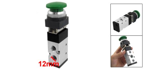 uxcell® MV522PB 12mm Нишка Влез 2/5 Начин Зелена Печурка Копче Воздух Механички Вентил