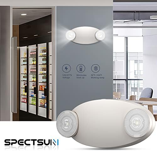 SPECTSUN 1 ПАКЕТ LED Светло За Итни Случаи СО Резервна Копија На Батеријата-Прилагодлив Хардверски 2 LED Бубачки Глава За Очи Ѕид-UL