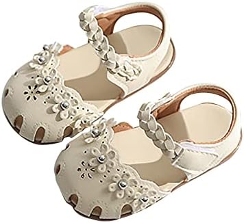 Девојки меки затворени пети принцези рамни пети половина сандали со лакови летни сандали (дете/мали цртани гумени чевли