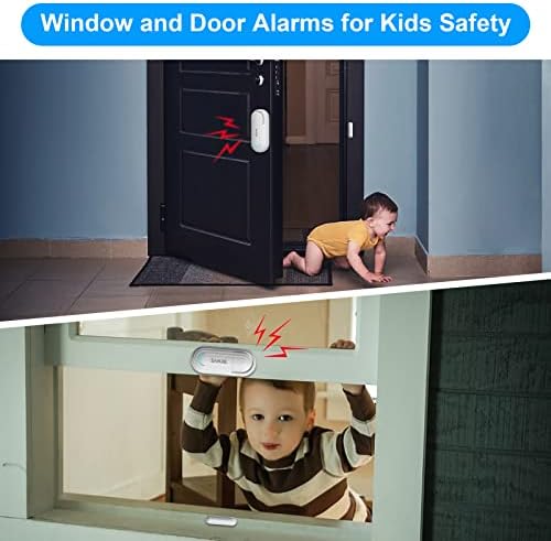 Аларм за прозорецот на вратата 2 пакет Sanjie Door Sensor Home Security Security Magnetic Sensor Volume Ajubtable 0-120 dB аларм со 4 режими