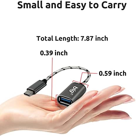 Big-E USB C до USB 3.0 Femaleенски OTG адаптер компатибилен со вашиот BMW 2019 3 за целосен USB на плетенка Thunderbolt 3 на конекторот