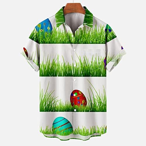 Xipcokm Среќни велигденски маички за мажи слатки зајаче јајца печатени кошули со лапчиња со кратки ракави, палтони, плус маици