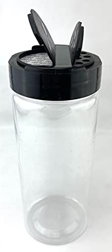 KC Commerce 16 Oz Пластични зачини со тегли со шишиња со црно флип-капаче за да се истура или да се пробие шејкер, организатор