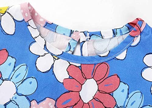 НАСМЕАНИ РОЗОВА Бебе Мали Девојчиња Лето Секојдневен Памук Фустани Цветни Цртан Филм Зајаче Краток Здив Ракав Фустан