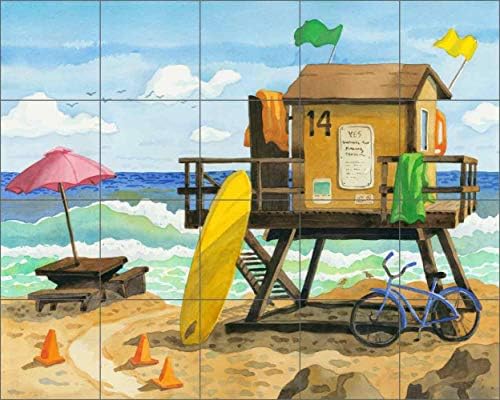 Крајбрежна Плочка Задна Плажа Куќа Од Робин Ветхалтман Уметност Кујна Бања Туш Керамички Мурал
