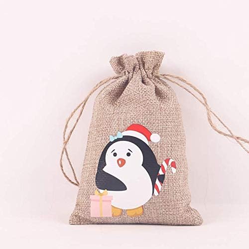 12 парчиња Божиќни Торби За Подароци Од Бура Од Јута Со Врвка за Влечење, Мали Платнени Платнени Чанти За Божиќни Свадбени Материјали
