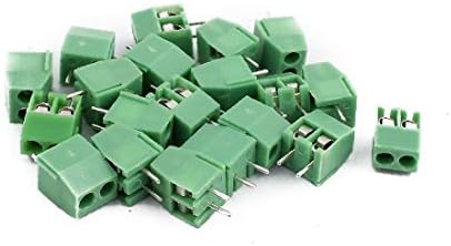 X-DREE 20PCS AC300V 10A 2P 3.5 mm Теренот Завртка Pcb Терминал Блокови Конектор Зелена (20pcs AC300-V 10A 2P 3.5 mm Терминал Терминал