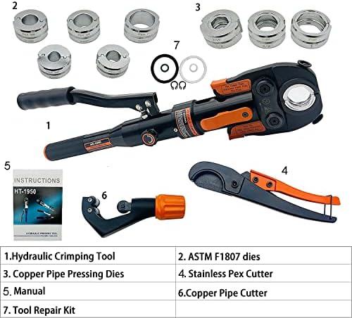 Игели Хидраулични Бакарни Цевки Прес Алатка со 1/2,3/4 и 1 Умира За Бакарни Цевки Фитинг И 3/8,1/2,5/8,3/4,1 Умира ЗА АСТМ Ф1807 Пекс Цевка Бакарен Прстен