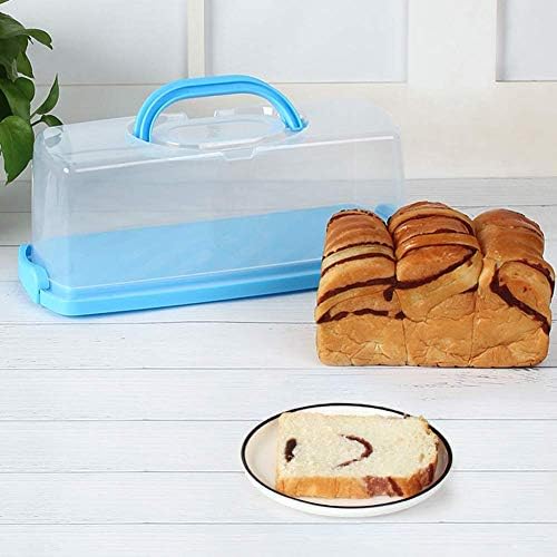 Рехок Пренослива Кутија За Леб Со Рачка Контејнер За Торта Со Леб Пластично Правоаголно Складирање Храна 13 инчи Проѕирна Купола за