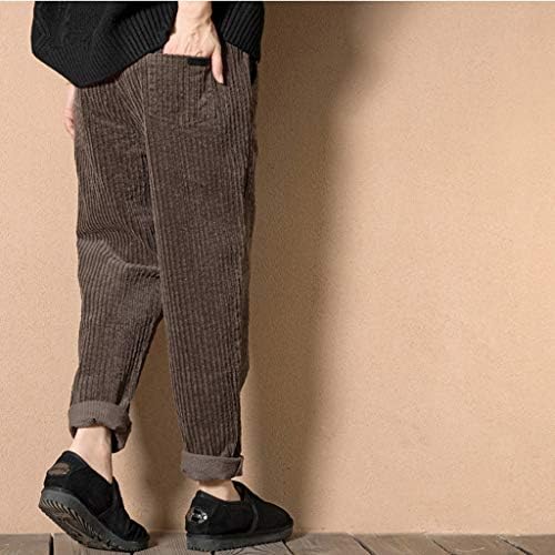 Uodsvp женски панталони мода плус големина еластична половината кордорој џеб харем панталони долги