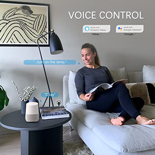 Паметен приклучок мини 4-пакет, Surnice Smart Home Wi-Fi Излез Работа со Alexa и Google Home за говорна контрола, тајмер, контролер