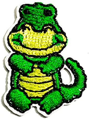 Кленплус 2 парчиња. Мини Зелени Крокодилски Лепенки Детска Цртана Налепница Рачно Изработена Везена Лепенка Уметност За Шиење Ткаенина За Поправка
