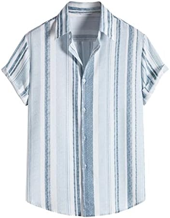 Убед шарени кошули за мажи, 2022 Ново летно Хавајско копче надолу лапел Обичен алоха врвови редовни кошули за плажа на плажа
