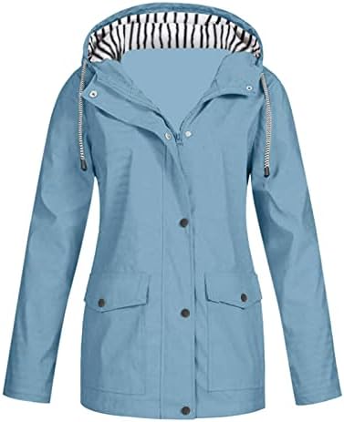 Плус водоотпорни јакни на отворено со капи, плус големина на дожд од дожд, цврста јакна од дожд, Windproof лесни пролетни јакни женски палто