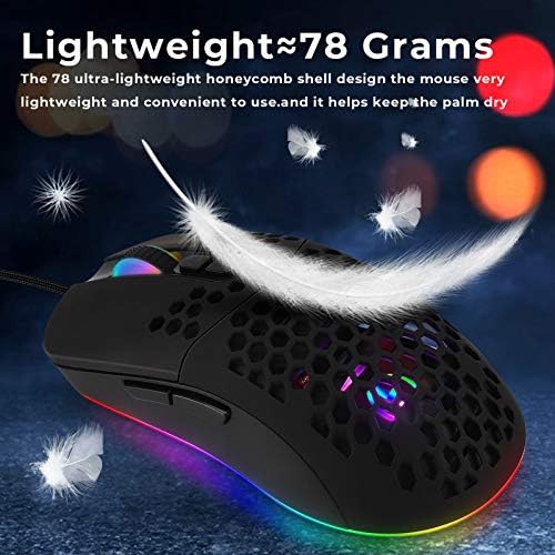 Y-ЧЕТВРТИНА RGB Игри Глувчето Жичен, USB Жичен Лесен Гејмерски Глушец, 5 RGB Позадинско Осветлување Глувчето со 7 Копчиња, 7200DPI
