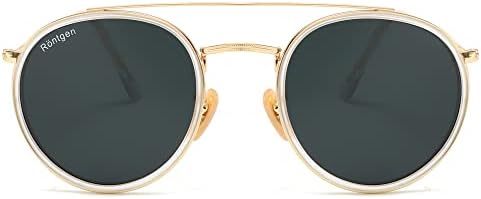 Конрад Ронгген ретро тркалезни очила за сонце за жени мажи со двојно мост UV400 заштита