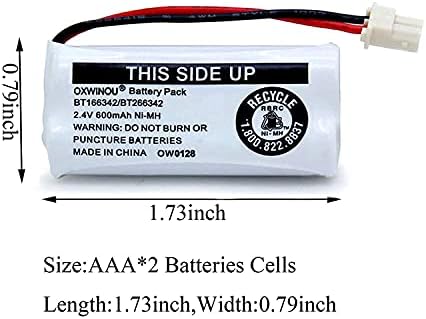 Oxwinou BT166342 BT266342 безжичен домашен телефон батерија компатибилна со AT & T BT162342 BT162342 BT-166342 BT-266342 BT-183342