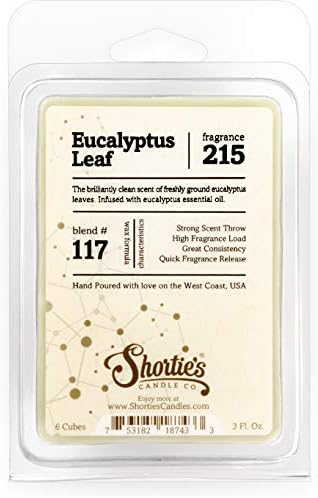 Компанијата за свеќи на Шорти, еукалиптус лисја восок се топи - Формула 117-1 високо миризлива 3 мл. Бар - Направено со есенцијални и природни