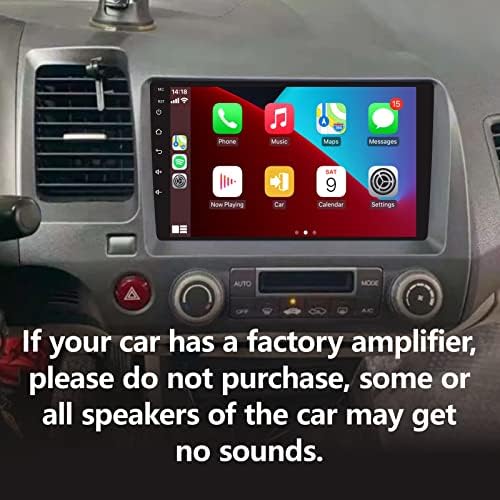 Yzkong Автомобил Стерео Компатибилен Со Безжичен Carplay/Android Auto За Honda Civic 2006-2011 со 9 инчен IPS Екран На Допир/Bluetooth/Огледало