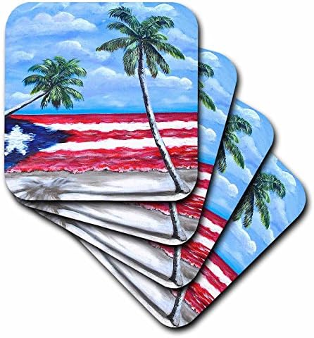 3дроуз Мелиса А. Торес Порториканска Уметност-Палми и Порториканско Знаме-комплет од 8 Подлоги-Меки