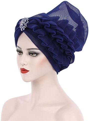 Sawqf Модно нето предиво, женски турбански капачиња хиџаб капа капа дами капа рачно изработена свадба