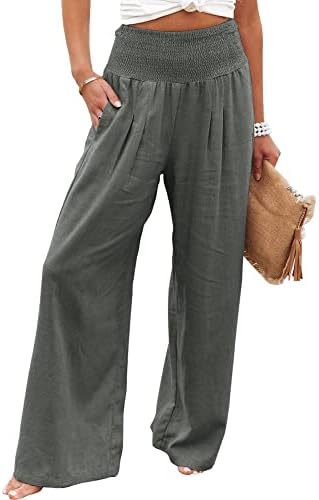 Постелни панталони Евзосрз за жени широки оставата, оставината, лето -обична половината, палацо, баги плажа, панталони со џебови