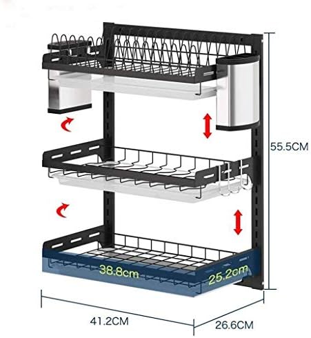 Rack CLHDGFD Rack - решетката за садови над мијалникот, трислоен решетка за одвод, штанд за не'рѓосувачки челик, практичен