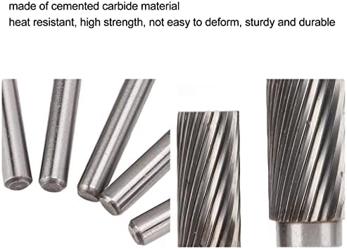 Карбид burr, 5 парчиња карбид burr постави единечни датотеки со сечење со 6 mm/0.24in shank за гравирање на дупчење за полирање