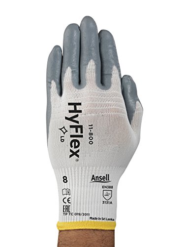 Ansell Hyflex 11-800 најлонска ракавица, сива нитрилна обвивка, плетена манжетна на зглобот, X-LARGE