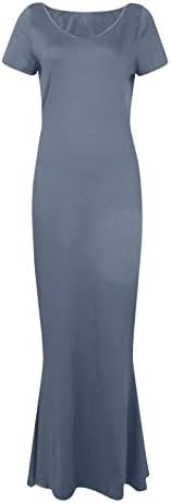 Comigeewa тенок фустани за туники за тинејџери кратки ракави екипаж вратот спандекс случајни основни бистични фустани жени 2023 TQ