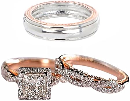 Двојки ringsенски розово злато исполнето CZ Twisted свадбен ангажман прстен невестински комплети и машки свадбени бенд