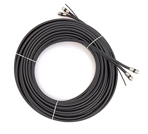 100 стапки, црн - двојно коаксијален кабел RG6 со 18 AWG бакарна земја жица - RG6 сијамски кабел - 100 ft Twin Coax Cable - Употреба со