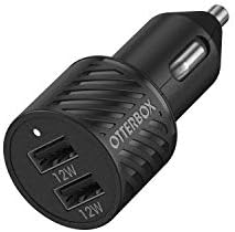 Otterbox USB-A Dual Port Car Charger, 24W комбиниран + Otterbox USB A-C 1M кабел-црна