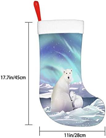 Божиќни чорапи на Аугенстер Аурора Зачувај поларна мечка двострана камин што виси чорапи
