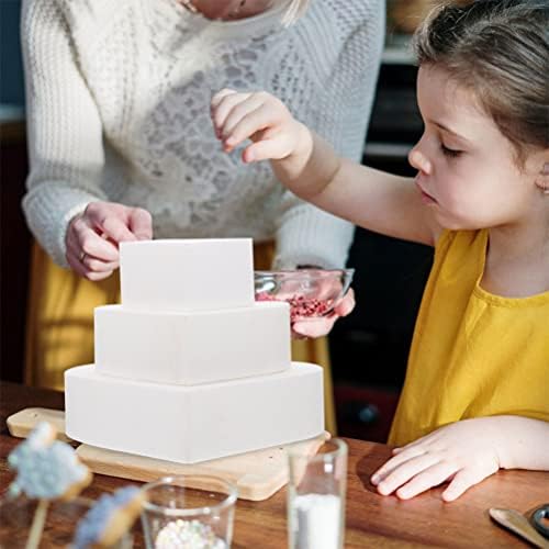 Stobok 3 парчиња пена срцева торта кукла поставено бело срце во форма на торта моделирање украс DIY полистирен торта пени занает за приказни украси 6inch