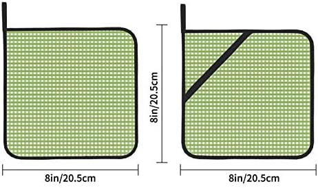 Гингам провери карирани ткаенини квадрати Топли влошки за топлоно држач за тенџере Поставете 2 парчиња држачи за тенџере со џебови 8 × 8 инчи