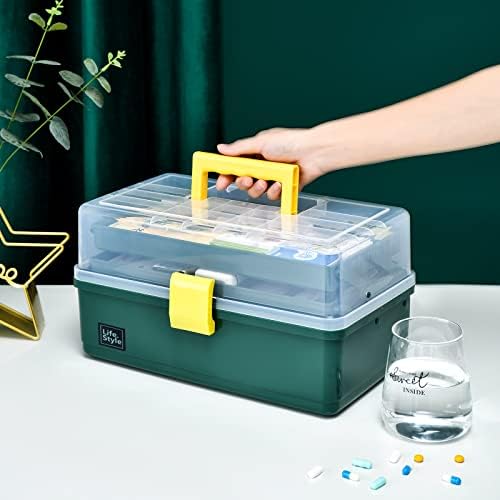 Anbestor 3 слоеви пластична преносна кутија за складирање, повеќенаменски организатор и куќиште за складирање за уметнички занает и козметички, преносни ракувани кути