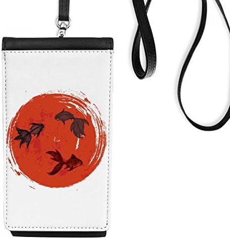 Јапонија Црвена златна рипка Круг портрет телефонски паричник чанта што виси мобилна торбичка црн џеб