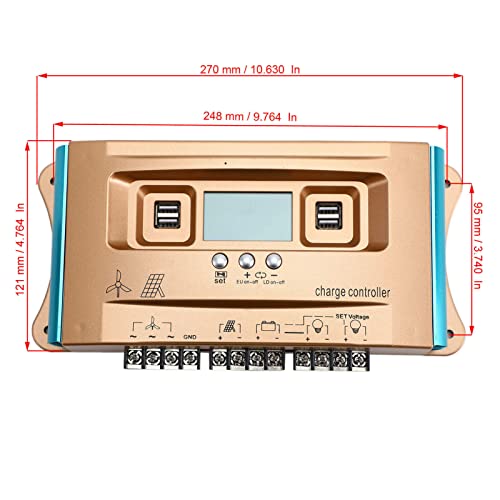 Fafeicy Соларни Задолжен Контролер, 10a 20A 30A MPPT Заштита Преполнување Соларни Полнење Регулатор СО LCD Дисплеј ЗА RV 12V 24V