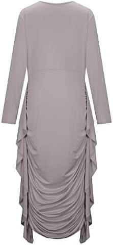 Otsенски фустани за каросерија Миди работен молив фустан чај забава со долги ракави фустан црковен коктел неправилна руфла руширани фустани