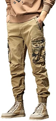 Менс мода обичен лабав памук плус големина џеб чипка панталони задебелување на вкупните мажи карго панталони опуштено вклопување