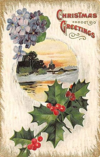 Божиќна поштенска картичка стара гроздобер античка Божиќна разгледница што пишува на грб