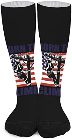 Линеман Со Печатени Чорапи Во Боја Со Американско Знаме Атлетски Чорапи Високи Колена За Жени Мажи